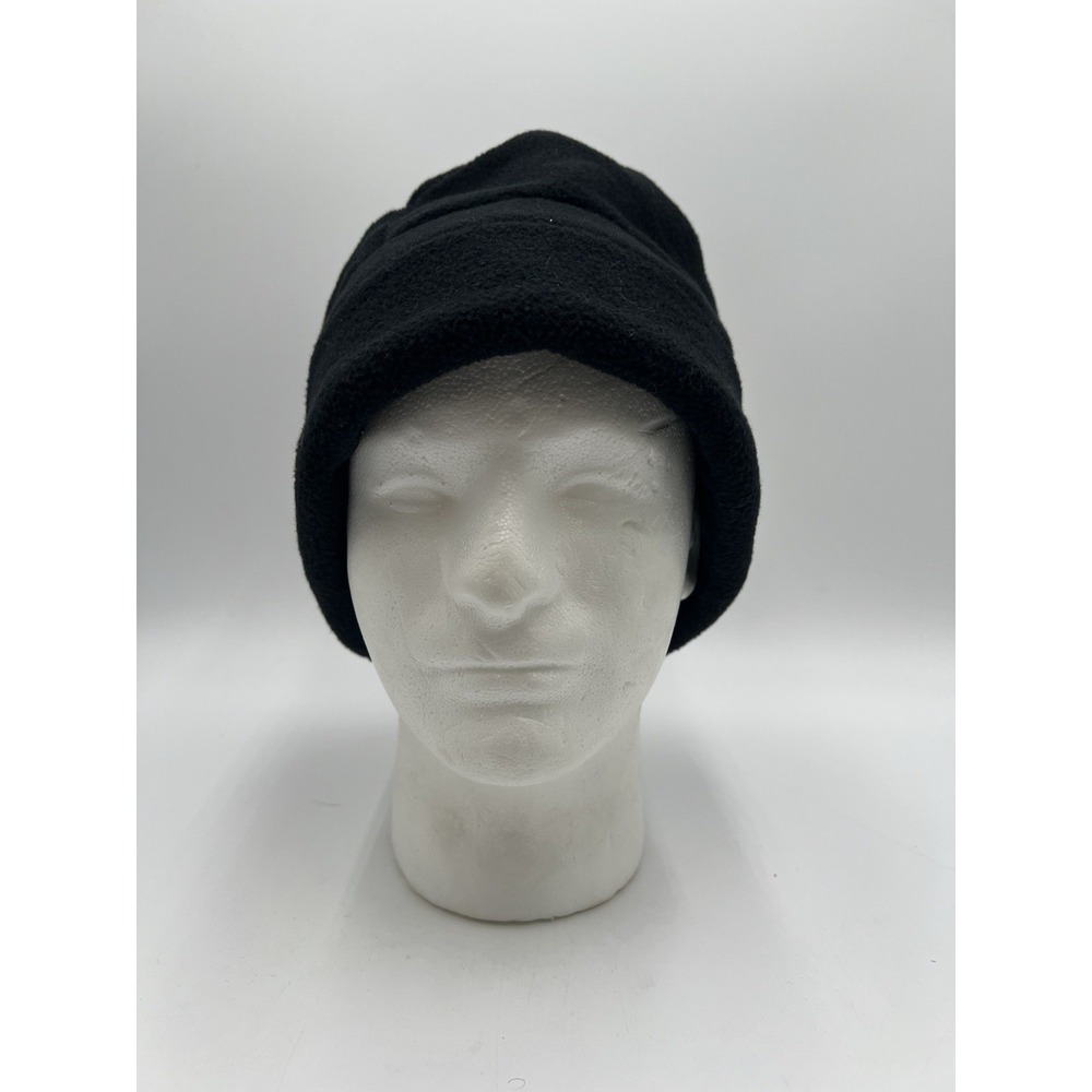 Lands' End Aircore Black Fleece Winter Beanie Hat USA Made L/XL